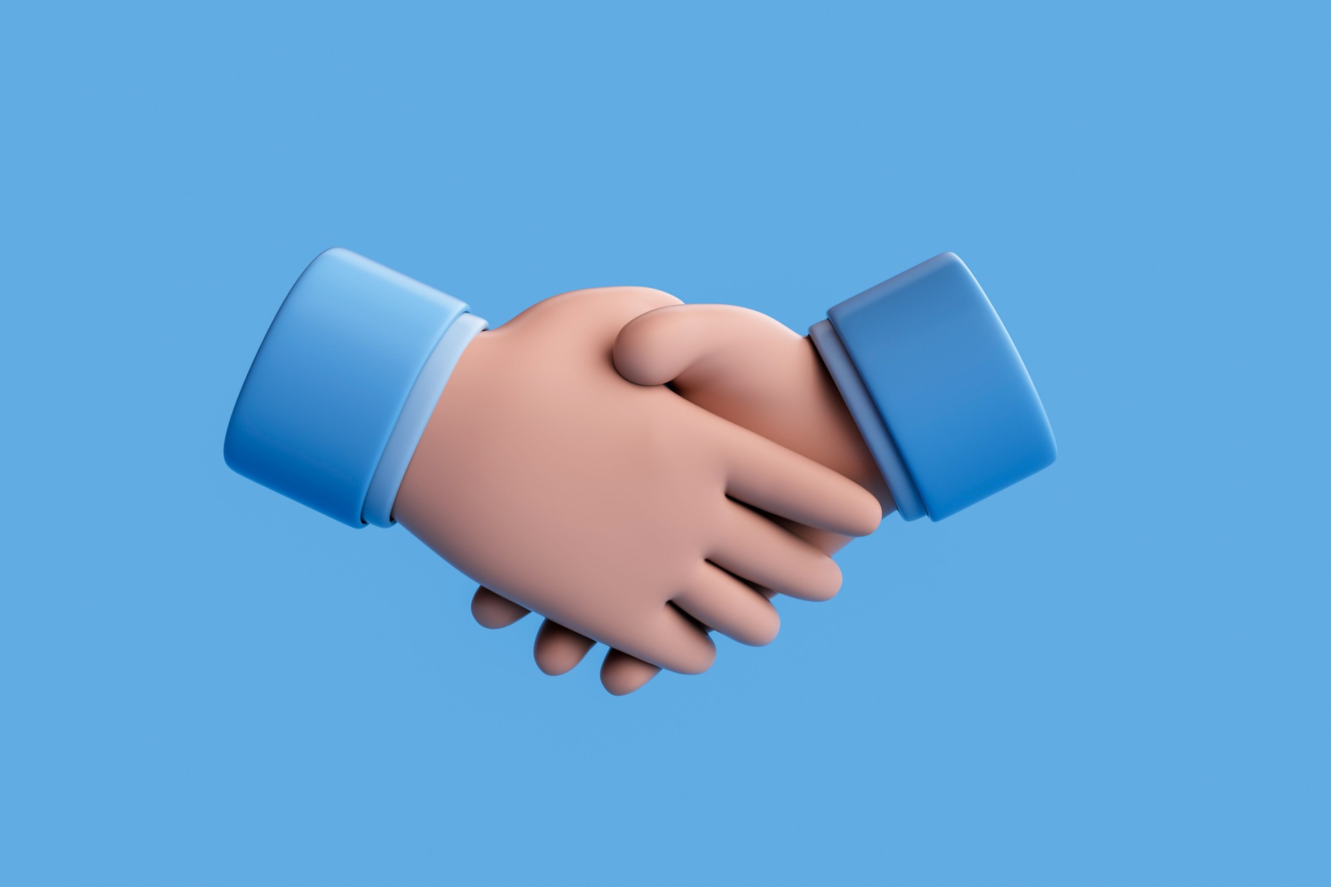 3d rendering of shaking hands.