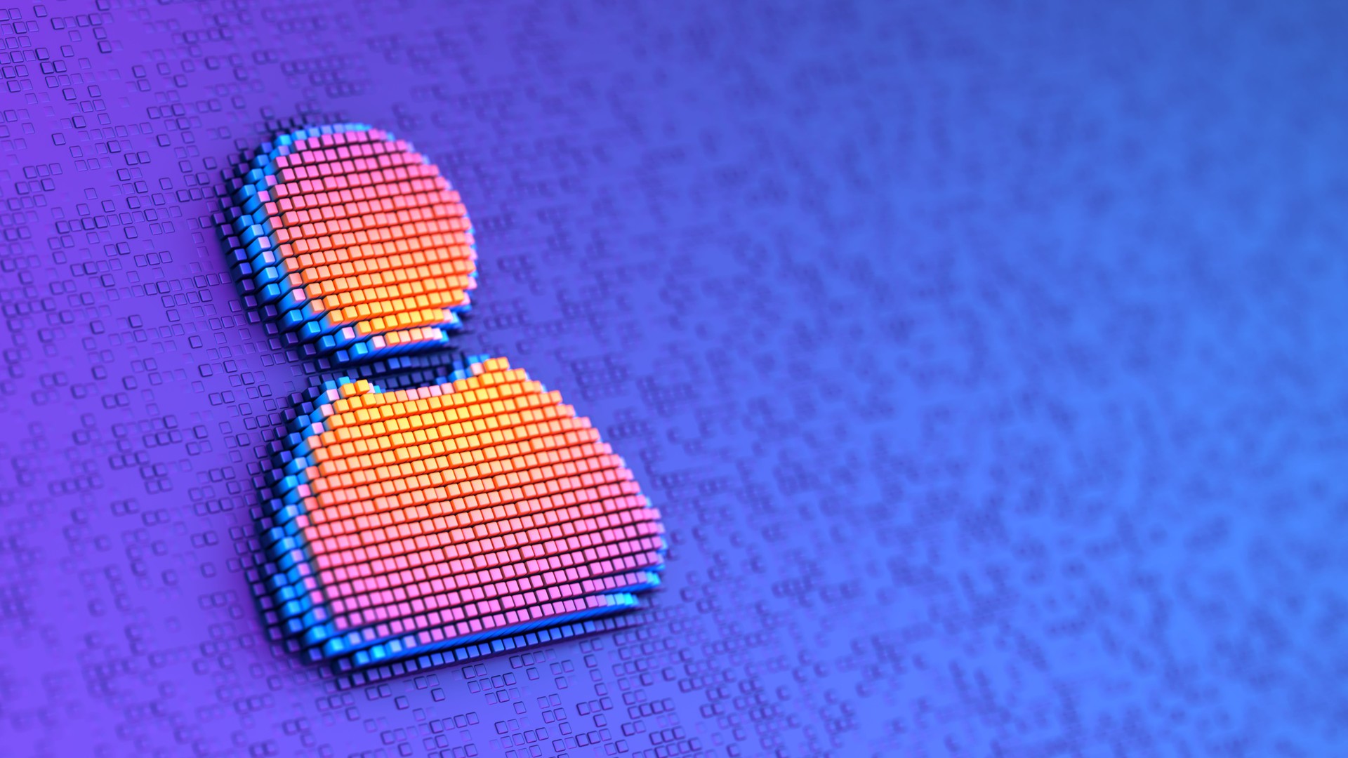 Man shape sign on the futuristic blue pixelated background. User profile symbol. Social media 3d illustration.